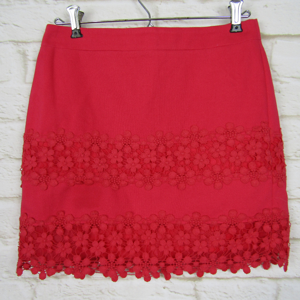 J.Crew Pink Skirt with Lace Crochet Detail Size 00